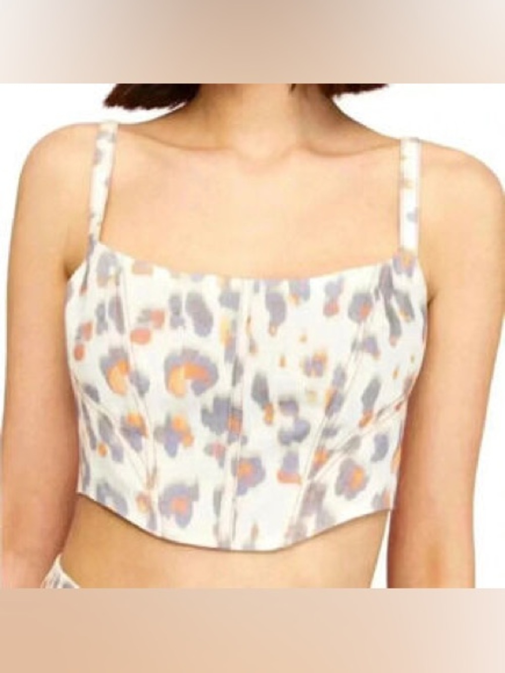 Nocturne Crop Top Womens M EU 38 White Gray Orange Leopard Print Cami NWT